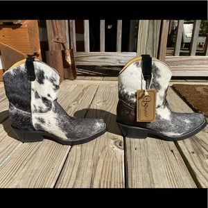Hair on hide ankle boots